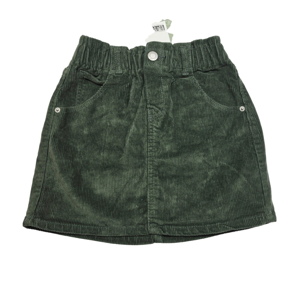 H&M Corduroy Skirt Kids 4T Green Conscious Choice Elastic Waist Mini NWT
